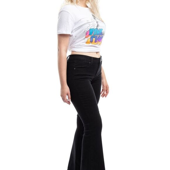 1822 Denim Black Wide Flare Leg Mid Rise Denim Jeans Size 0/25 New - Picture 3 of 7